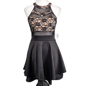 NWT Women black Cocktail Party laced mini Dress sleeveless Size M